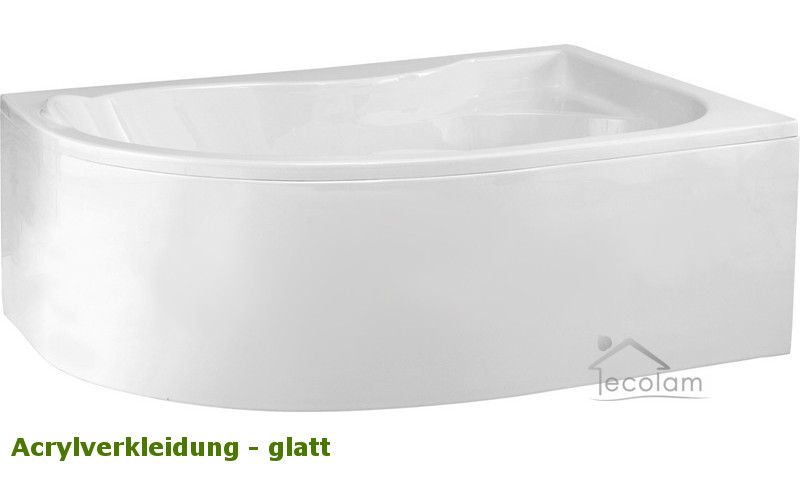 Badewanne Eckwanne 170 x 110 cm Acryl Schürze / Styropor Wannenträger