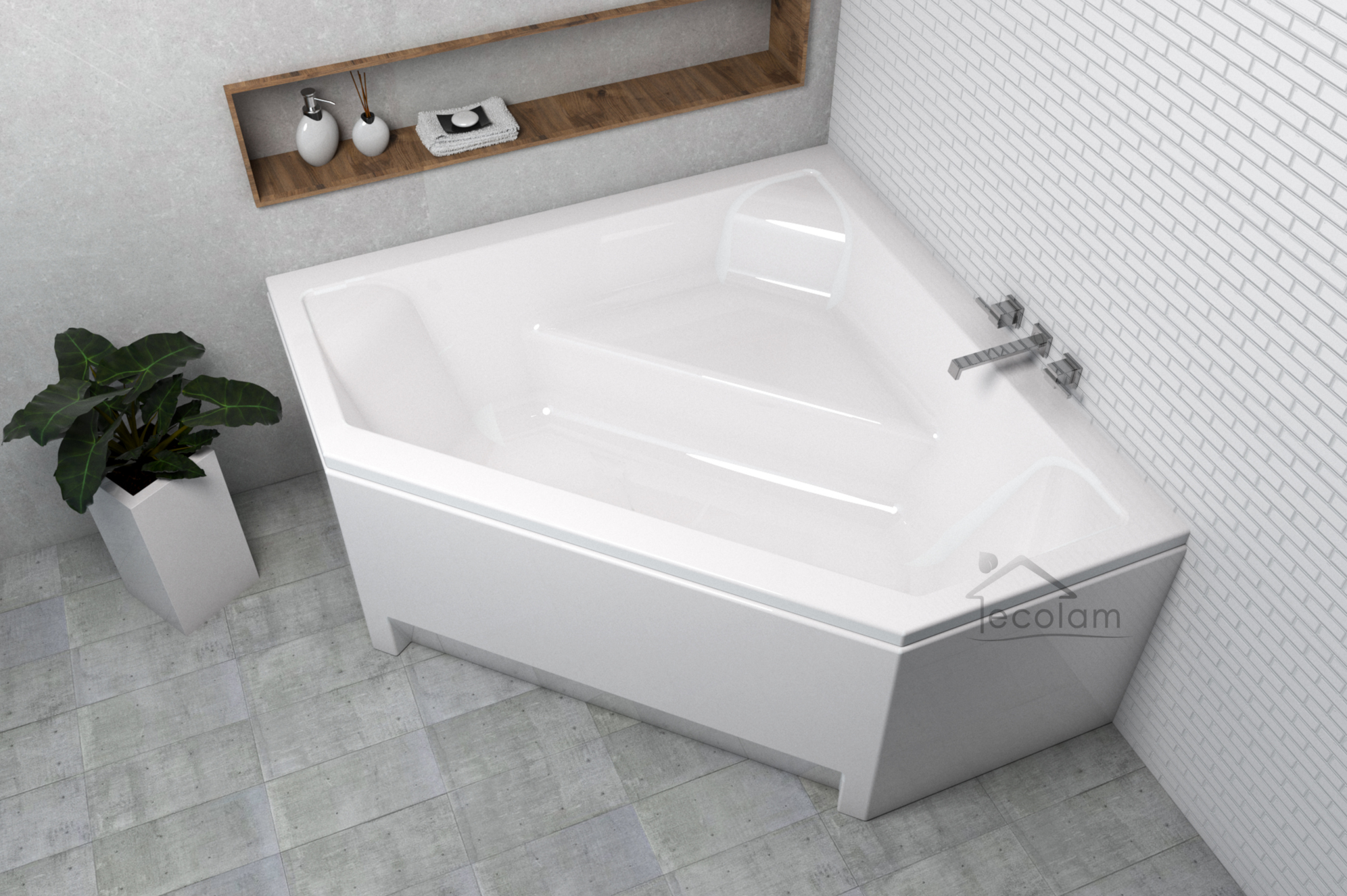 Badewanne Wanne eckig symmetrisch Acryl 140 x 140 cm Schürze Siphon
